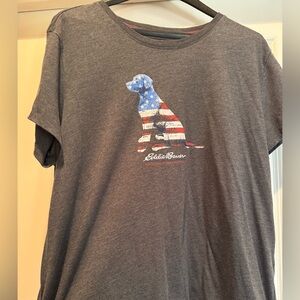 Eddie Bauer Charcoal Gray Top with Americana Accented Dog 2XL